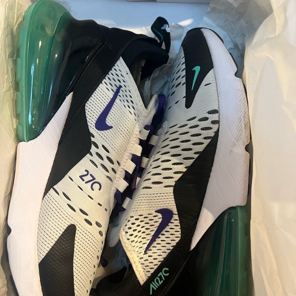 Nike White Black Sneakers with Teal & Purple Accents